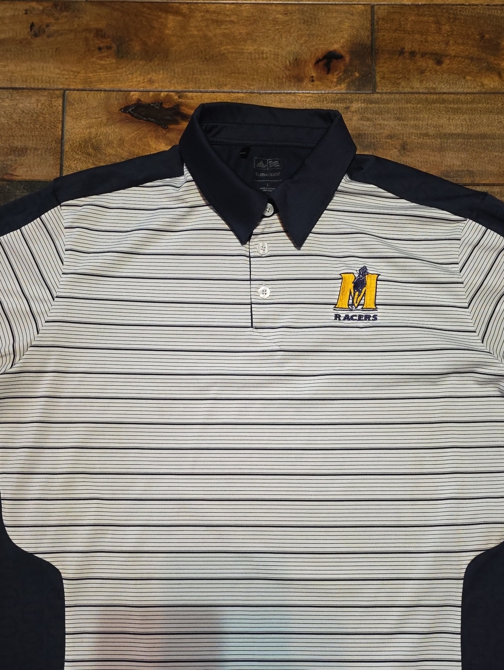 Adidas ClimaCool Mens Murray State Racers Golf Team Polo Embroidered Navy Gray L